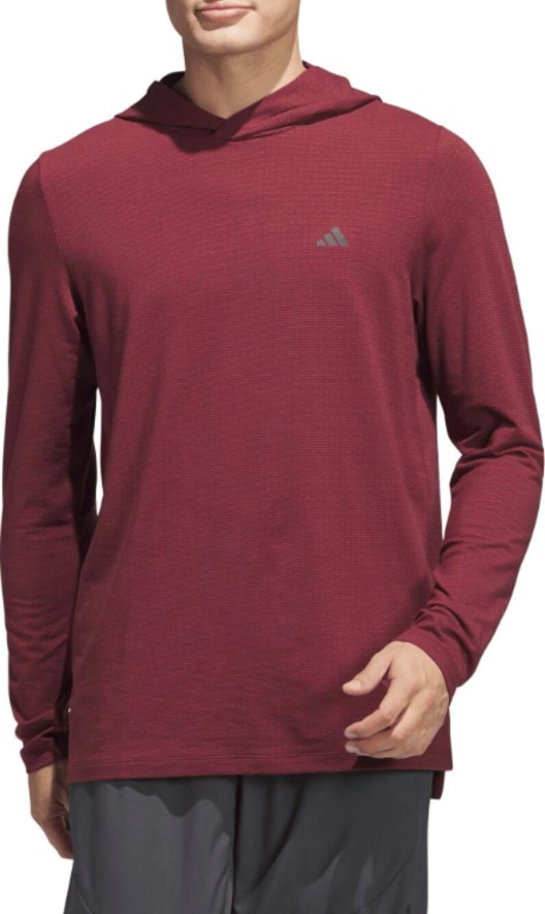 NWT Adidas Axis Tech Long Sleeve Hooded Shirt Size Large Maroon Striped